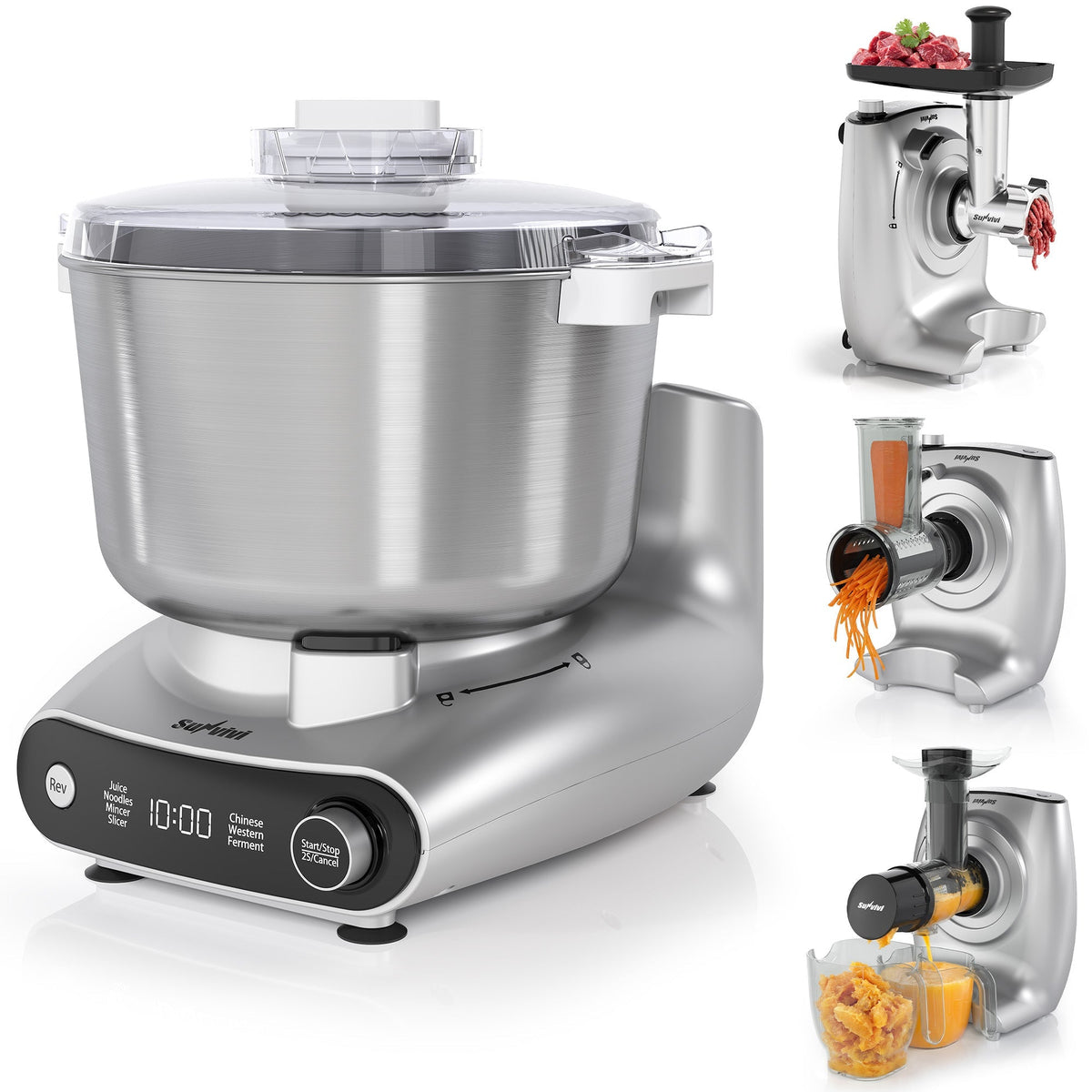 Royalcraft 4-in-1 Stand Mixer 5.3QT with Fermentation, Electric Dough Mixer with Juicer, Meat Grinder & Salad Maker