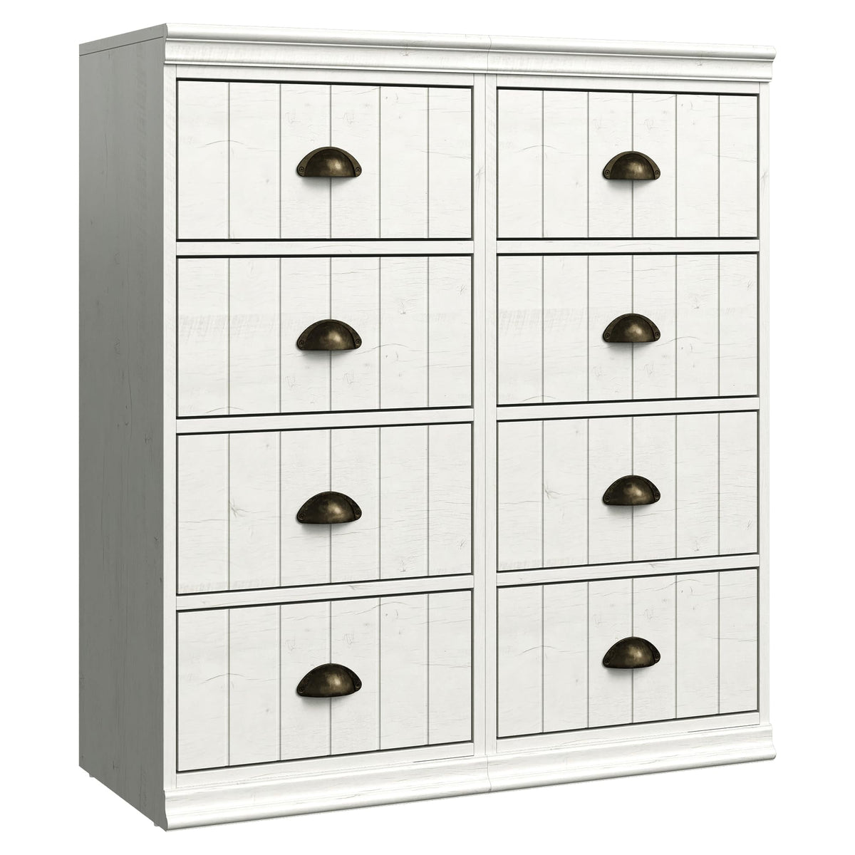 CozyHome Fluted Dresser Set of 2, White 4 Drawer Dresser with Bronze Metal Handles, Modern Dresser Organizer with Soft-Close Drawers, Chest of Drawers for Bedroom, Living Room, Entryway