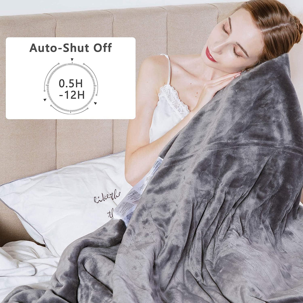 Royalcraft Electric Blanket King Size with Dual Control, 10 Heating Levels& 12 hours Auto-off, Overheat Protection, Grey