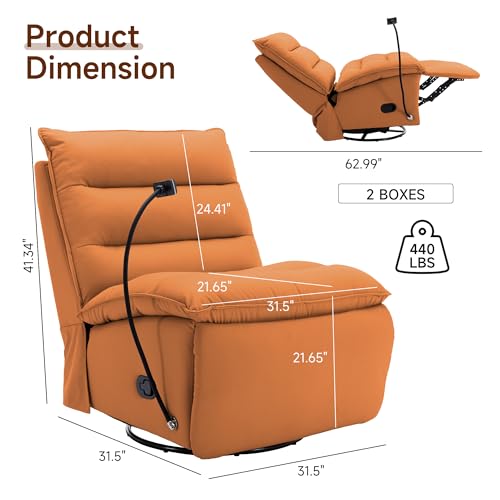 Oversized Rocker Recliner Chair for Adults, Swivel Rocking Recliner Bean Bag Chair Sofa, Armless Push Back Recliner Chair for Living Room Home Theater