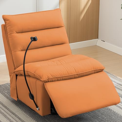 Oversized Rocker Recliner Chair for Adults, Swivel Rocking Recliner Bean Bag Chair Sofa, Armless Push Back Recliner Chair for Living Room Home Theater