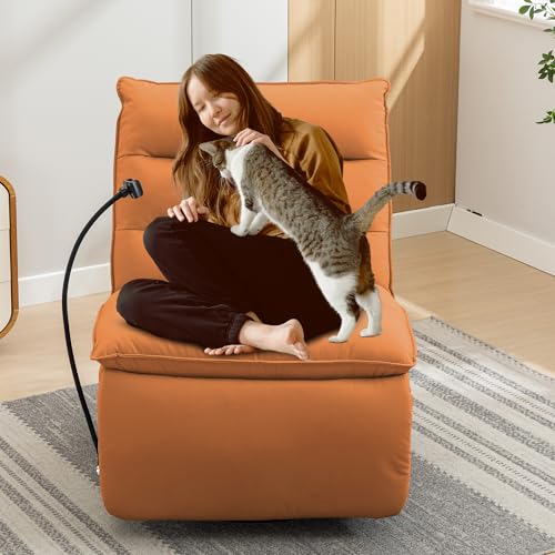 Oversized Rocker Recliner Chair for Adults, Swivel Rocking Recliner Bean Bag Chair Sofa, Armless Push Back Recliner Chair for Living Room Home Theater