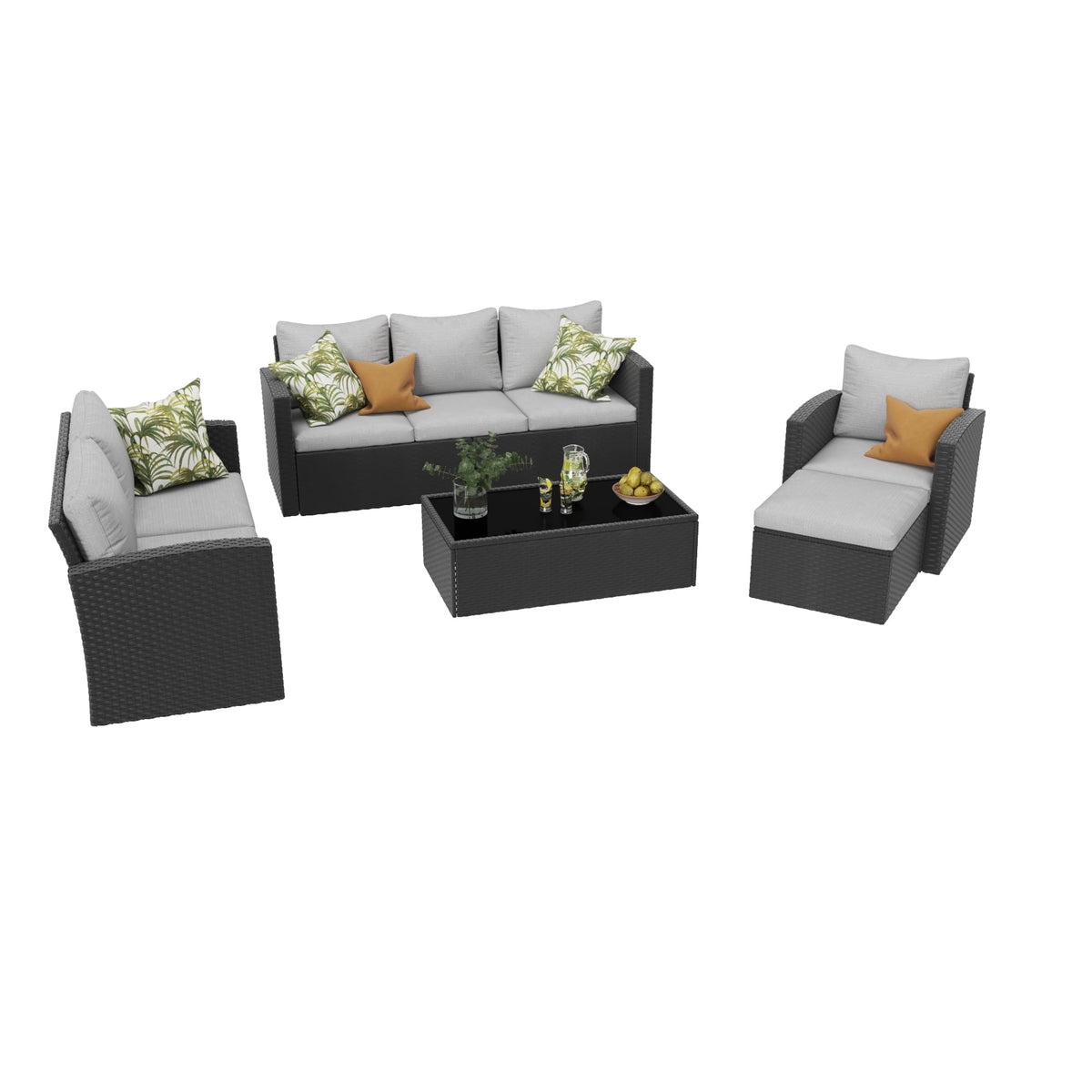 Royalcraft 8 Pieces Patio Furniture Set, All Weather PE Wicker Rattan Outdoor Sectional Sofa with Loveseat and Cushion, Outdoor Furniture for Lawn Backyard Poolside Porch