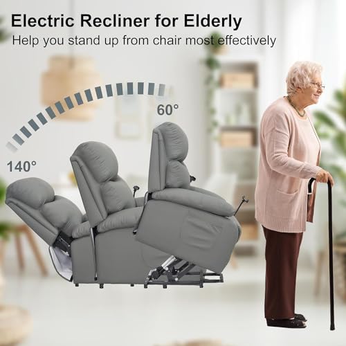 Electric Lift Recliner, Power Lift Recliner Chair with Waterproof Fabric, Lift Chair with Side Pocket and Remote Control, Easy to Operate