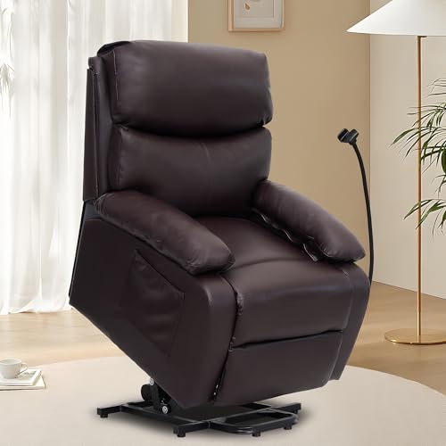 Electric Lift Recliner, Power Lift Recliner Chair with Waterproof Fabric, Lift Chair with Side Pocket and Remote Control, Easy to Operate