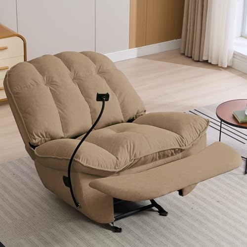 Oversized Rocker Recliner Chairs for Adults 400lbs, Rocking Recliner with Cell Phone Holder, Glider Rocker, Wide Large Single Recliner Sofa for Living Room Theater Seating