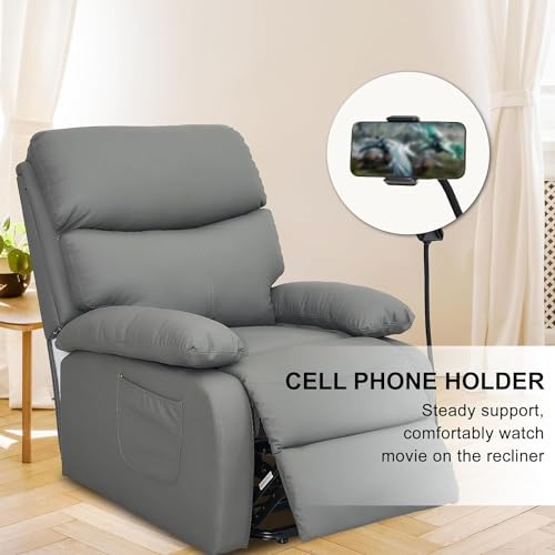 Electric Lift Recliner, Power Lift Recliner Chair with Waterproof Fabric, Lift Chair with Side Pocket and Remote Control, Easy to Operate
