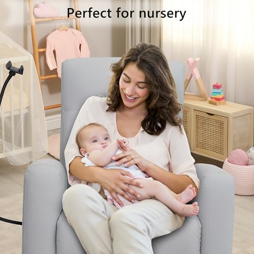 Power Swivel Glider Chair Nursery, Swivel Rocker Recliner with USB Ports, Rocking Chair with Microfiber Leather, Waterproof, Living Room, Nursery