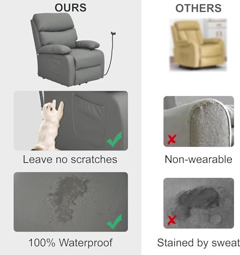 Electric Lift Recliner, Power Lift Recliner Chair with Waterproof Fabric, Lift Chair with Side Pocket and Remote Control, Easy to Operate