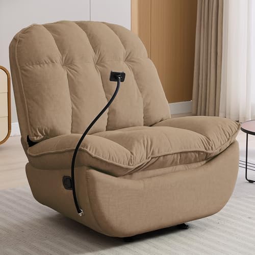 Oversized Rocker Recliner Chairs for Adults 400lbs, Rocking Recliner with Cell Phone Holder, Glider Rocker, Wide Large Single Recliner Sofa for Living Room Theater Seating