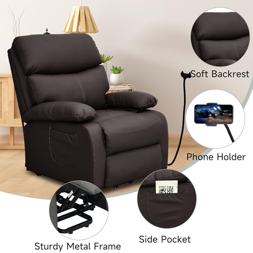 Electric Lift Recliner, Power Lift Recliner Chair with Waterproof Fabric, Lift Chair with Side Pocket and Remote Control, Easy to Operate