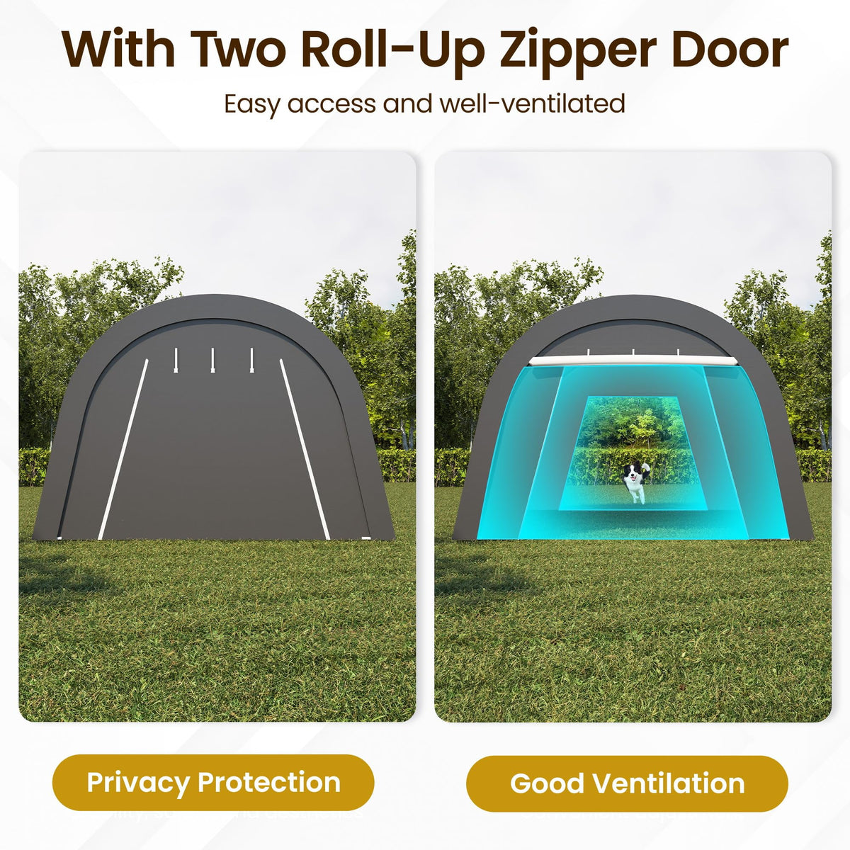 RoyalCraft Domed Carport, Portable Garage with 2 Roll up Doors, Heavy Duty Car Canopy Party Tent, All-Season Storage Shelter Shed Carport for Motorcycle, Boat, Truck, or Garden Tools, 10' x 15'