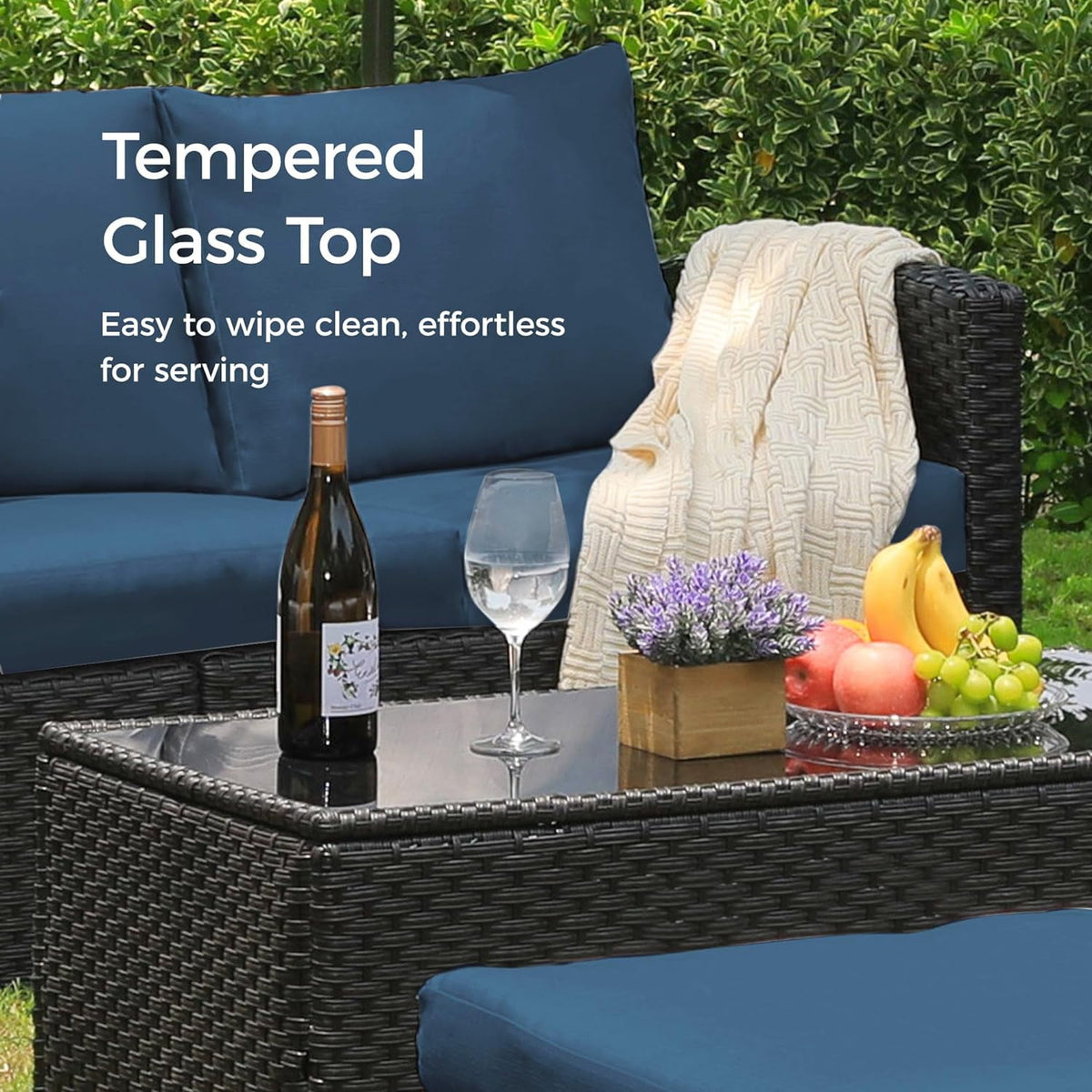 Royalcraft 9 Pieces Patio Furniture Sets, All-Weather Outdoor Sectional Sofa Wicker Rattan Couch Modern Conversation Set with Storage Box, Coffee Table and Grey Cushion