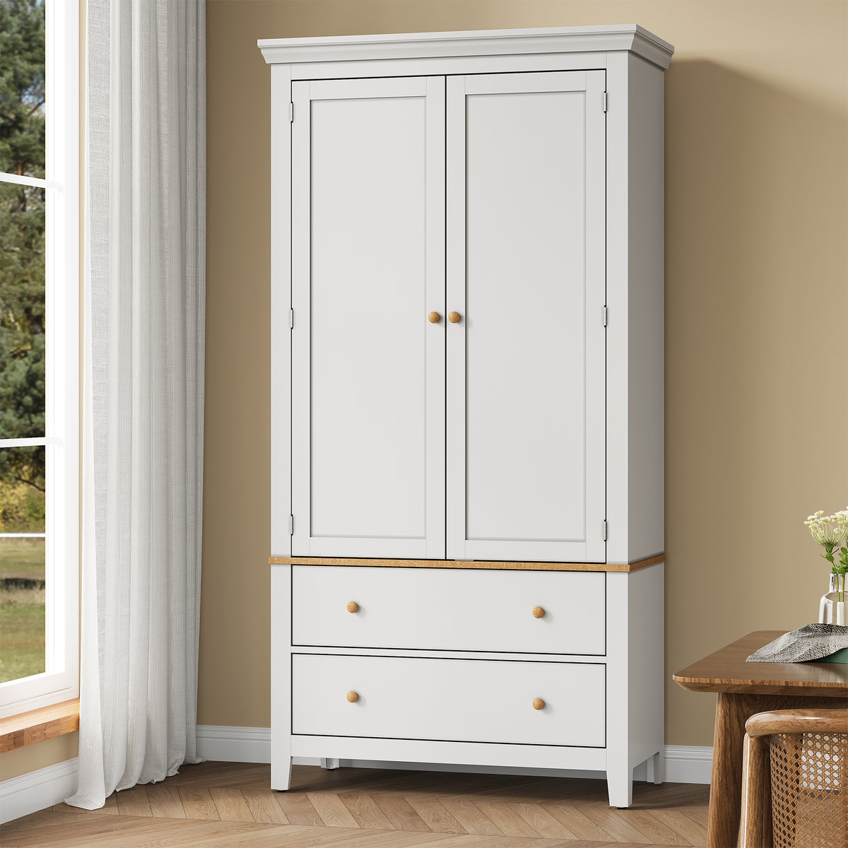 Royalcraft 70'' Tall Kitchen Pantry Cabinet, Wood Cupboard with 8 Door Storage Shelves, Large Storage Cabinet with Drawers & Adjustable Shelves for Kitchen, Dining Room, Living Room, Laundry, White