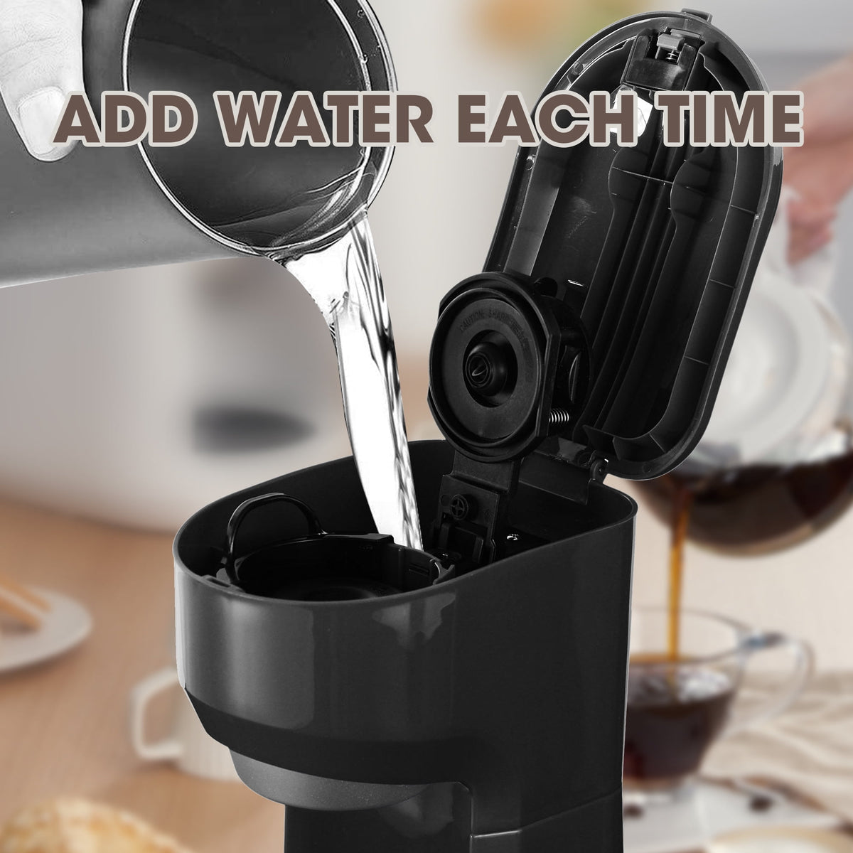 Single Serve Coffee Maker Coffee Brewer 6 to 14 oz With Permanent Filter, Compatible with Single Cup Pod & Ground Coffee, Red