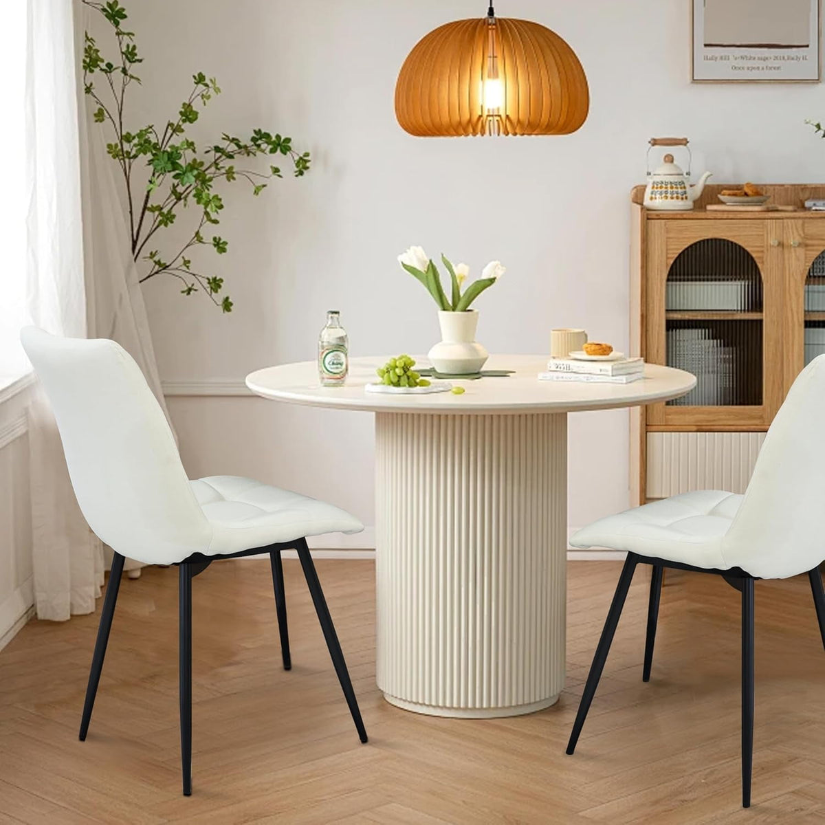 Superjoe Modern Kitchen Chairs Set of 4, Chairs with Cushion Seat and Metal Legs for Living Room, Bedrooms, Kitchen，White kitchen chairs