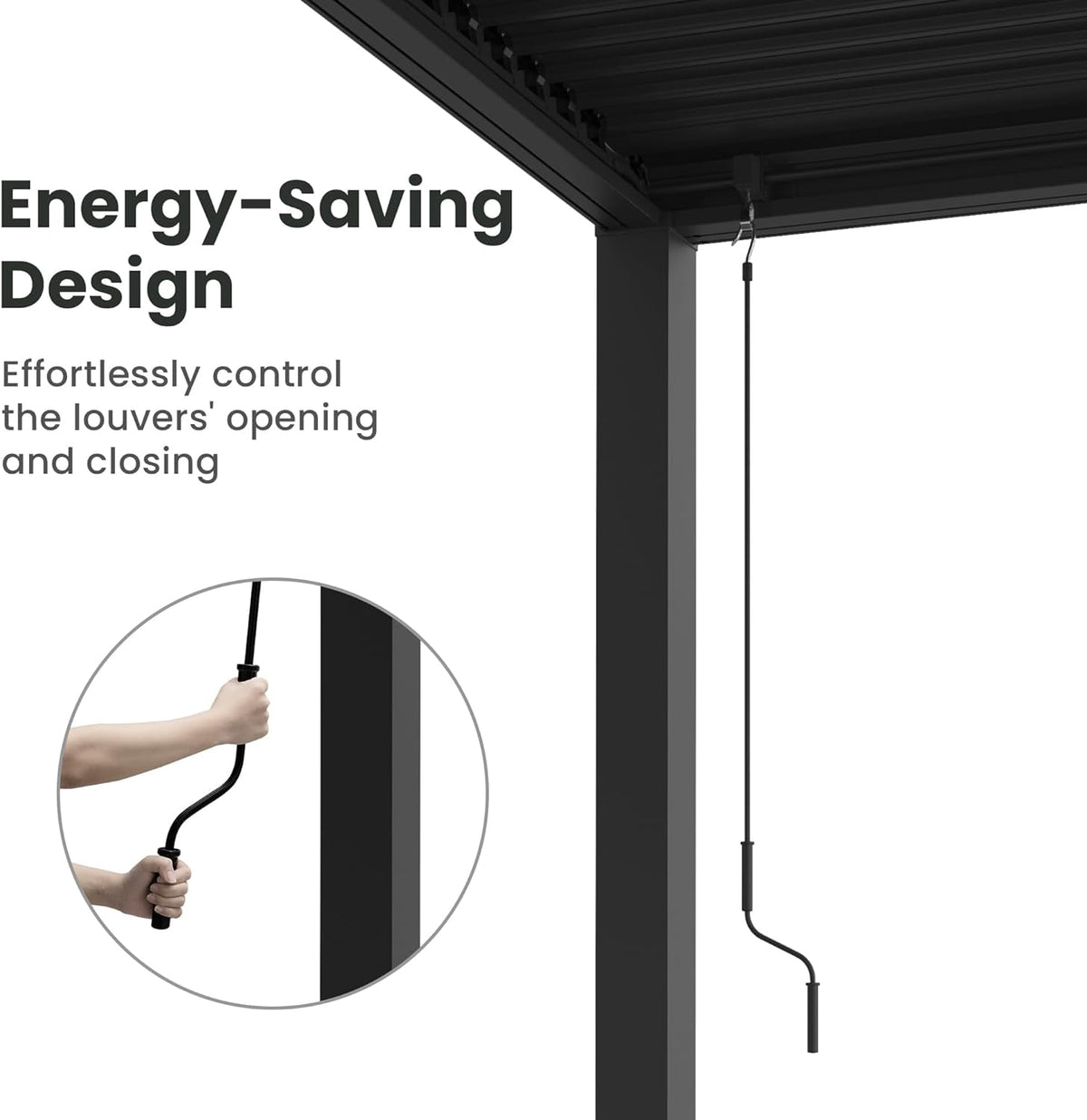 12'x16' Adjustable Louvered Pergola, Heavy-Duty Aluminum Outdoor Pergola, Metal Hardtop Pergola with Adjustable Roof for Patio, Deck, Garden, Yard, Black