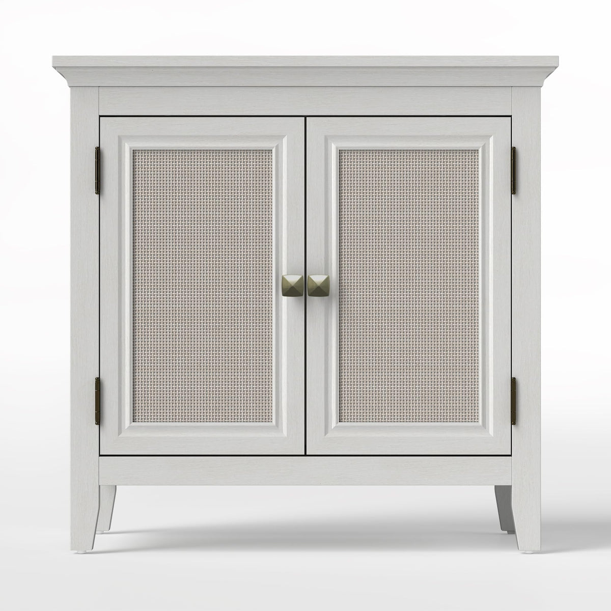 Superjoe Storage Cabinet, Kitchen Sideboard Cabinet with Rattan Decor Doors, Accent Buffet Cabinet with Adjustable Storage Shelf, Wood Cabinet Organizer for Hallway, Dining Room, Living Room, White