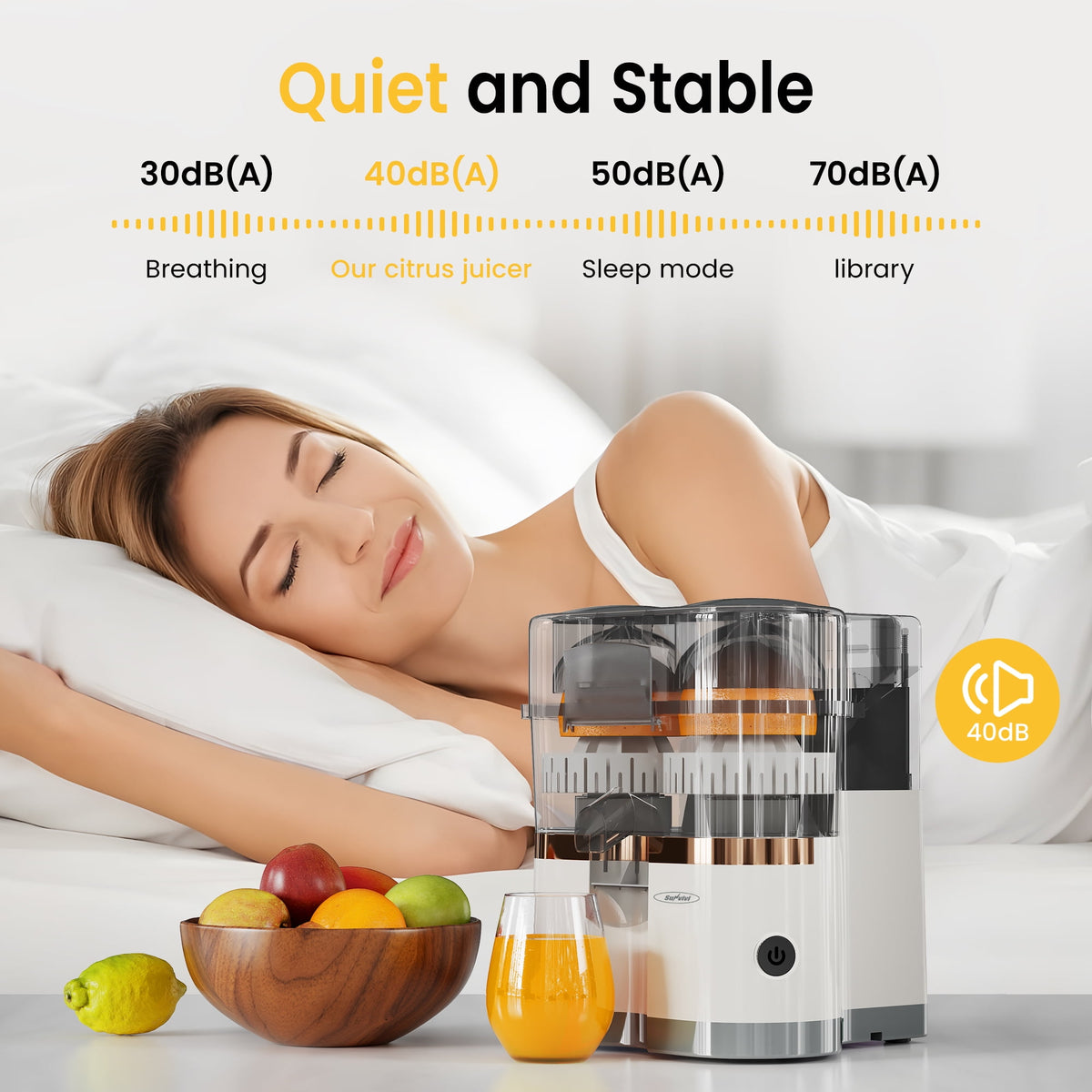 Royalcraft Dual-Head Electric Citrus Juicer, Plug-in Model Juicer Machine with Cleaning Brush, Portable Lemon Squeezer for Fresh Orange, Lemon, Lime, Kiwi, Grapefruit, Easy to Clean