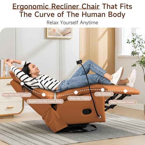 Oversized Rocker Recliner Chair for Adults, Swivel Rocking Recliner Bean Bag Chair Sofa, Armless Push Back Recliner Chair for Living Room Home Theater