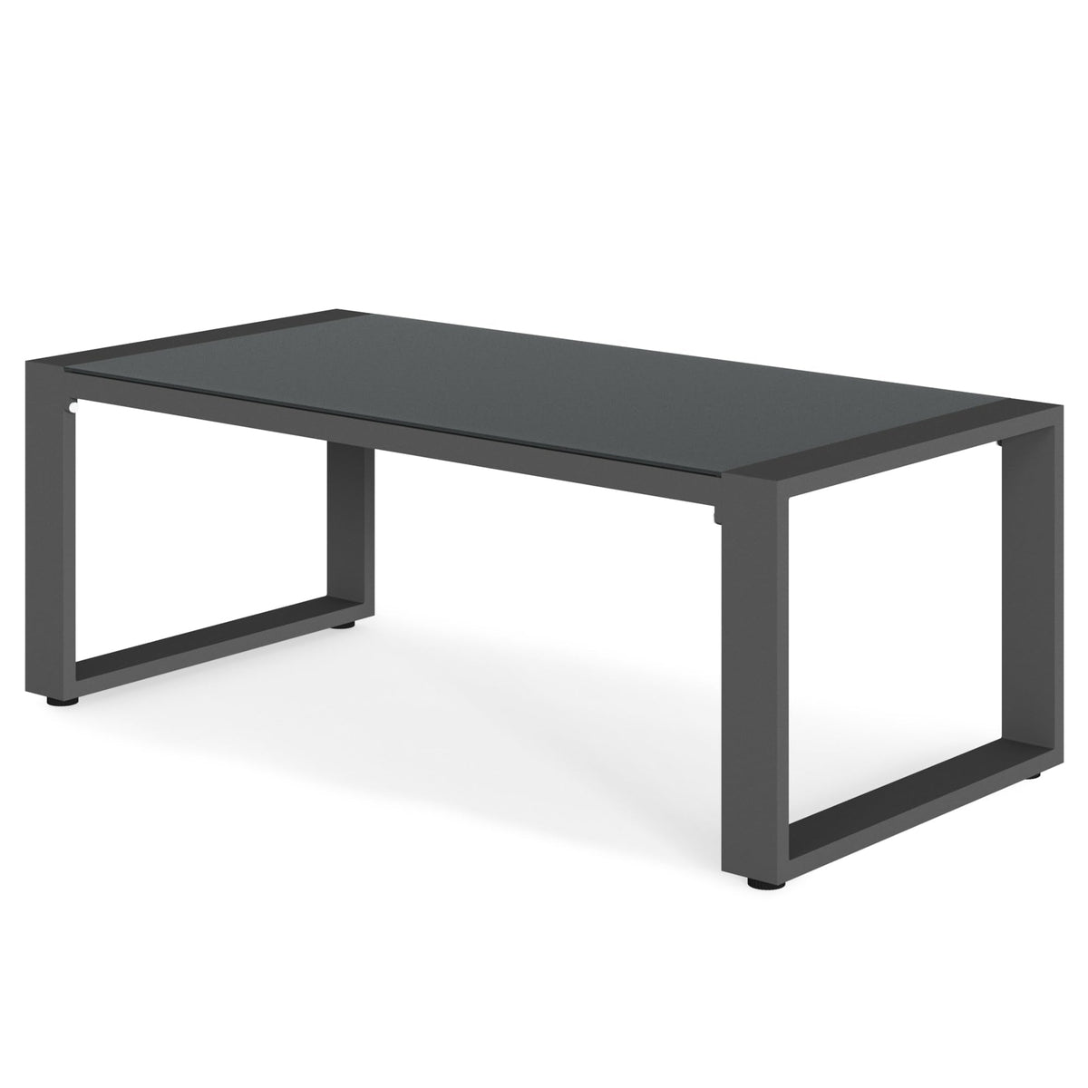 CozyHome Aluminum Outdoor Coffee Table, All-Weather Metal Rectangular Patio Side Table with Tempered Glass Top, Patio Tables for Porch Backyard Garden, Beige