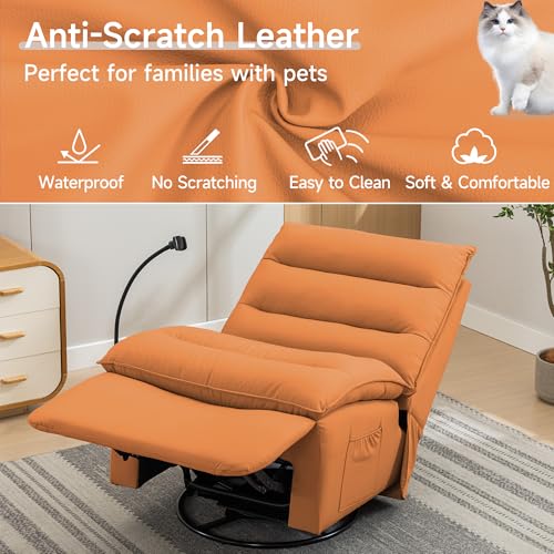 Oversized Rocker Recliner Chair for Adults, Swivel Rocking Recliner Bean Bag Chair Sofa, Armless Push Back Recliner Chair for Living Room Home Theater
