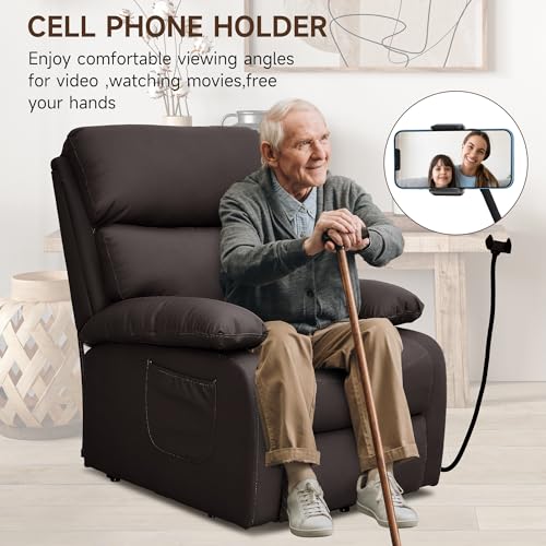 Electric Lift Recliner, Power Lift Recliner Chair with Waterproof Fabric, Lift Chair with Side Pocket and Remote Control, Easy to Operate