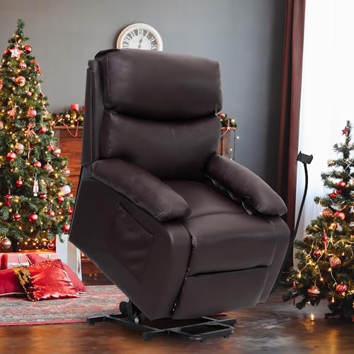 Electric Lift Recliner, Power Lift Recliner Chair with Waterproof Fabric, Lift Chair with Side Pocket and Remote Control, Easy to Operate