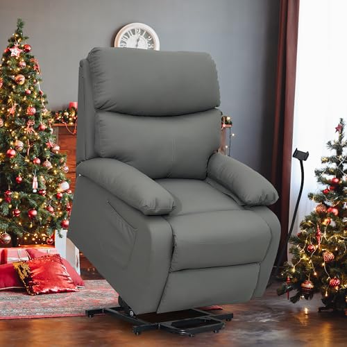 Electric Lift Recliner, Power Lift Recliner Chair with Waterproof Fabric, Lift Chair with Side Pocket and Remote Control, Easy to Operate