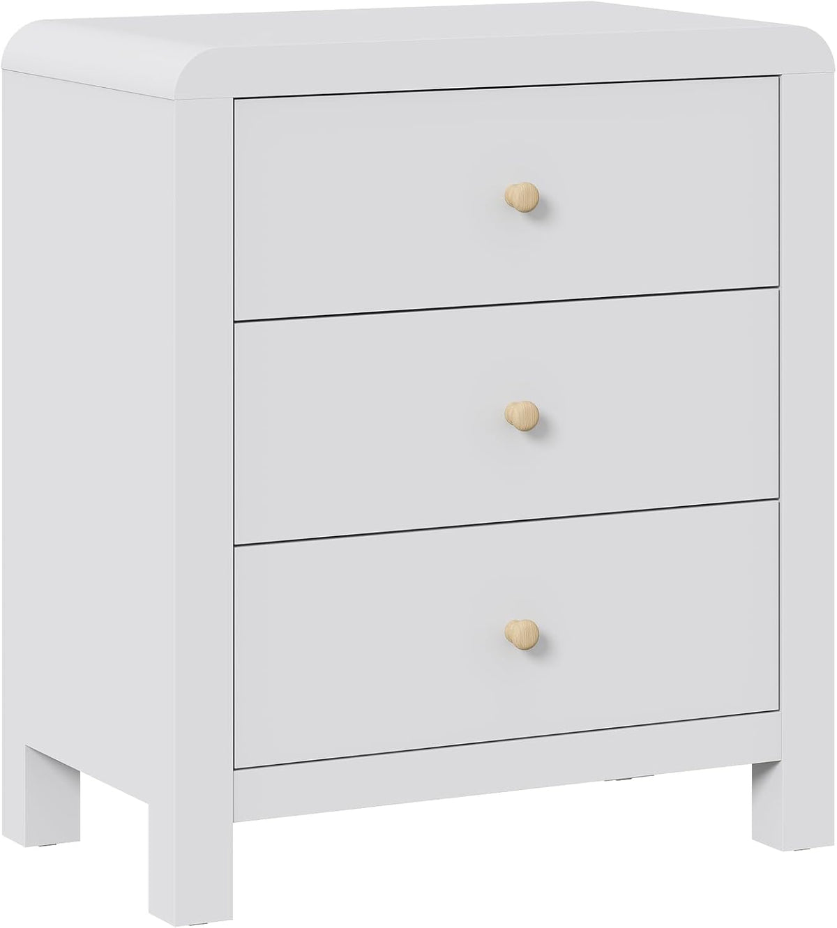 Royalcraft 3 Drawer Dresser, Modern Chest of Drawers with Rounded Table Corners, Wooden Closet Dresser Nightstand Side Table with Ample Storage Space for Bedroom, Living Room, Entryway, Natural Wood