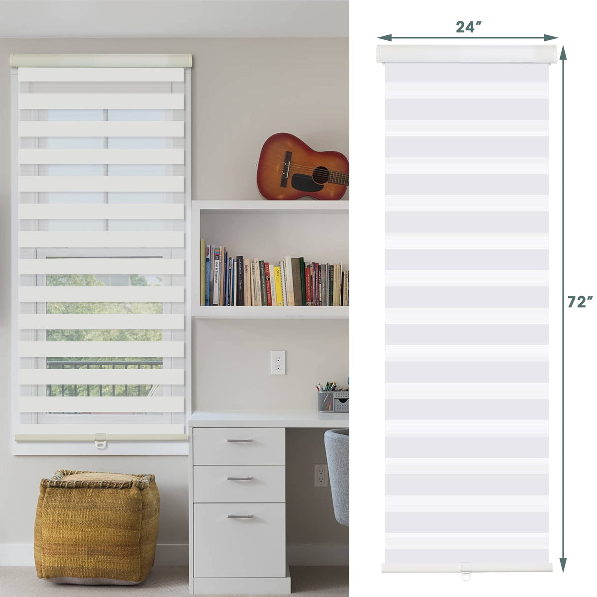 Royalcraft Cordless Zebra Blinds for Windows, Layer Zebra Roller Shades Blinds for Windows, Sheer or Privacy Light Control, Day and Night Window Shades for Living Rome, Office