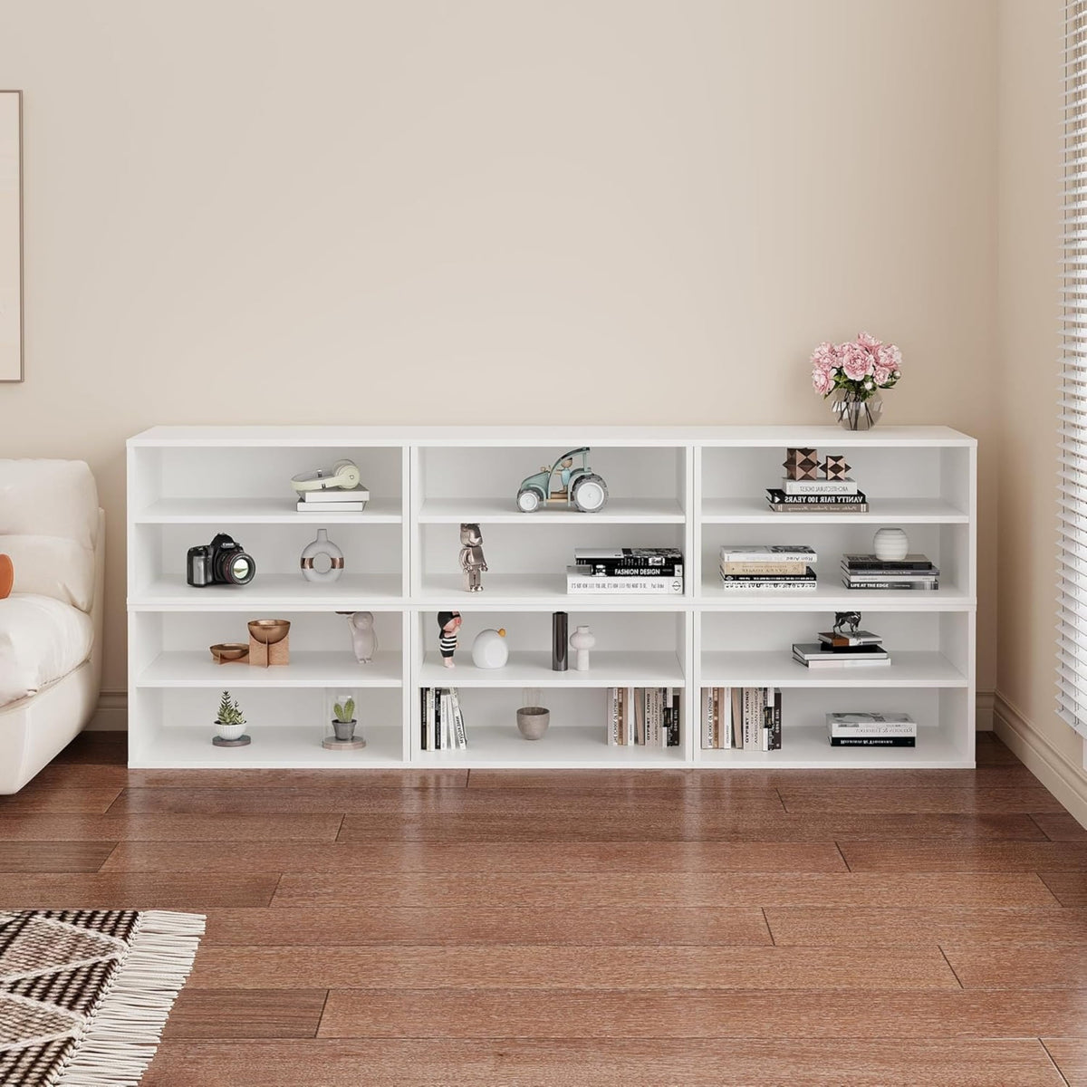 CozyHome Cube Storage Organizer, 2 Tiers Stackable Bookcase with Adjustable Shelf, White Single Cube Shelf, Modular Storage System, Wooden Display Shelf for Living Room, Bedroom, Apartment, Dorm