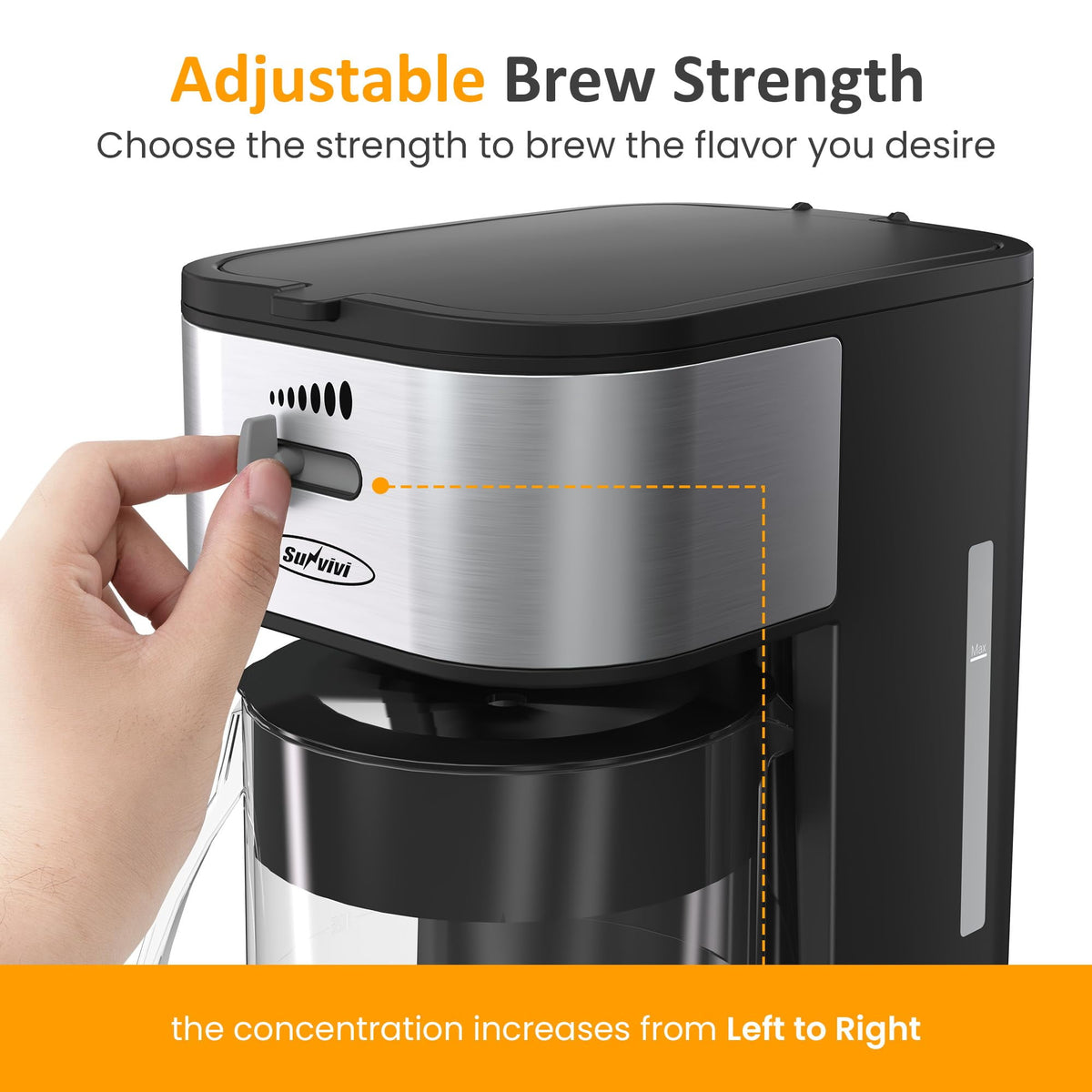 Royalcraft Iced Tea Maker with 2.5-Quart Pitcher, Iced Coffee Brewing Maker for Ground Coffee, Tea Bags, Loose Leaf Tea, 7 Cups Coffee Machines for Home, Strength Control for Flavor, Black