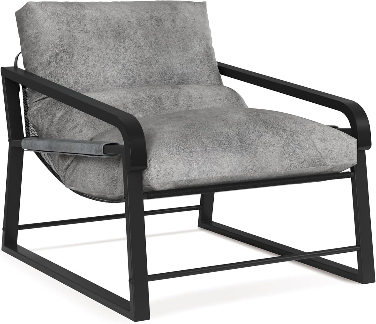 Royalcraft Modern Accent Chair, Comfy Armchair with Cushion and Metal Frame, Lounge Sofa Chair for Living Room, Bedroom, Home Office, Beige