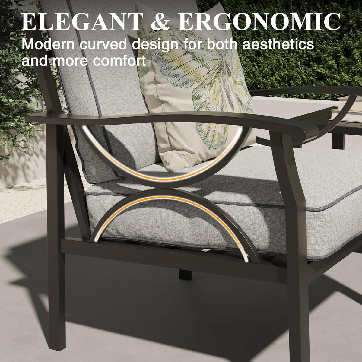 Royalcraft 5-Piece Steel Outdoor Conversation Sets with Coffe Table, Grey/Coffee