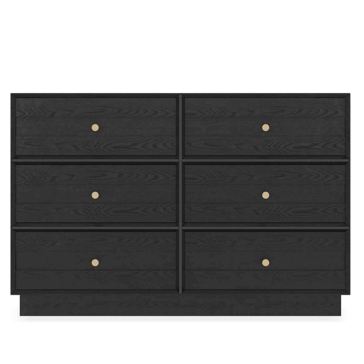 RoyalCraft Black 6 Drawer Dresser for Bedroom, 47" Wood Floor Dressers Chest of Drawers with Large Drawers and Crystal Knobs, Morden Double Storage Cabinet for Living Room Hallway Closet