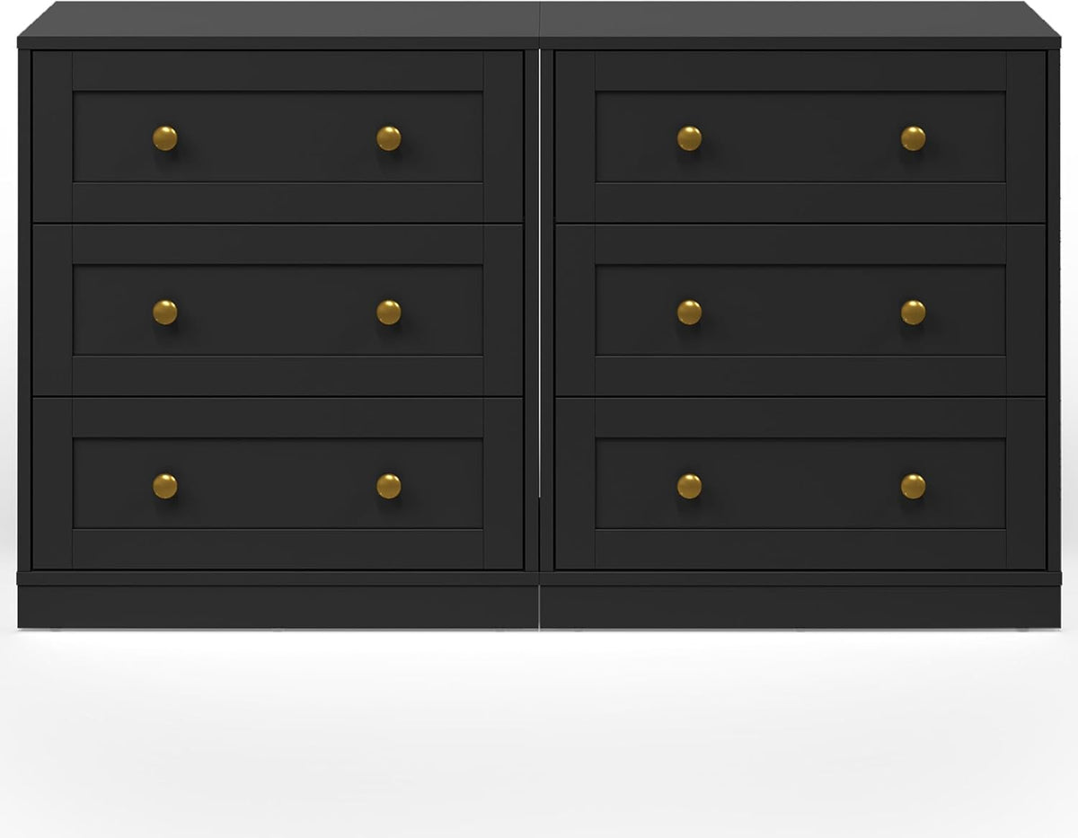 Royalcraft Nightstands, Modern 3-Drawer Bedside Tables with Gold Round Knobs, Wooden End Tables, Accent Chests of Drawers for Bedroom, Living Room, Hallway, or Closet