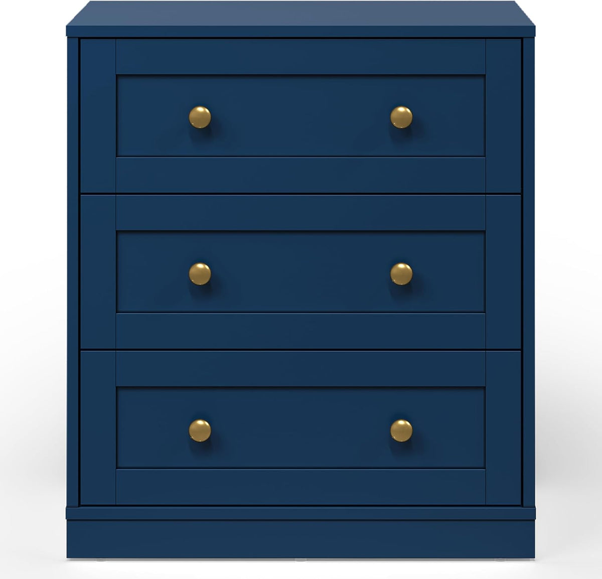 Royalcraft 3-Drawer Nightstand, Spacious Bedside Table with Gold Round Knobs, Modern Wooden End Table, Accent Chest of Drawers for Bedroom, Living Room, Hallway, or Closet