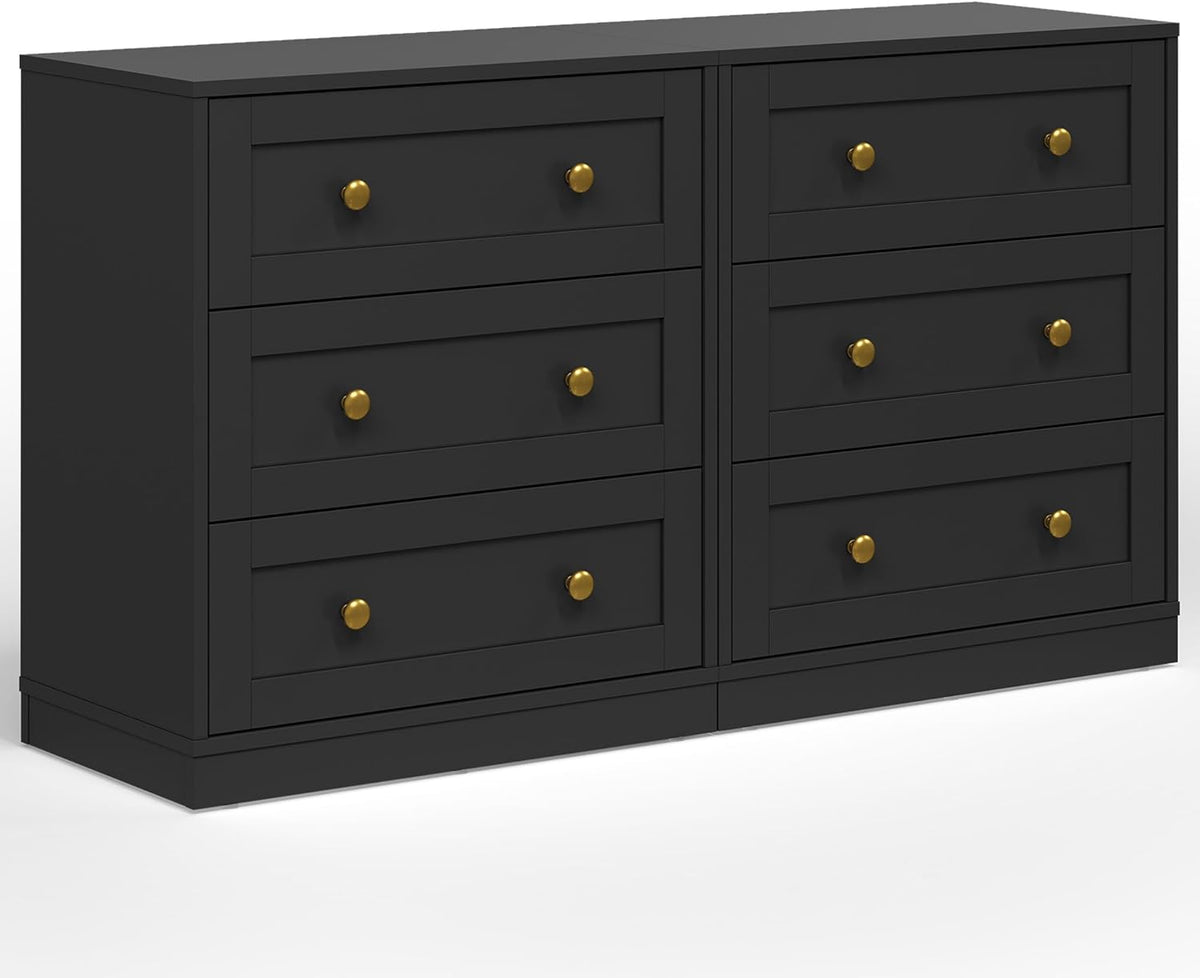 Royalcraft Nightstands, Modern 3-Drawer Bedside Tables with Gold Round Knobs, Wooden End Tables, Accent Chests of Drawers for Bedroom, Living Room, Hallway, or Closet