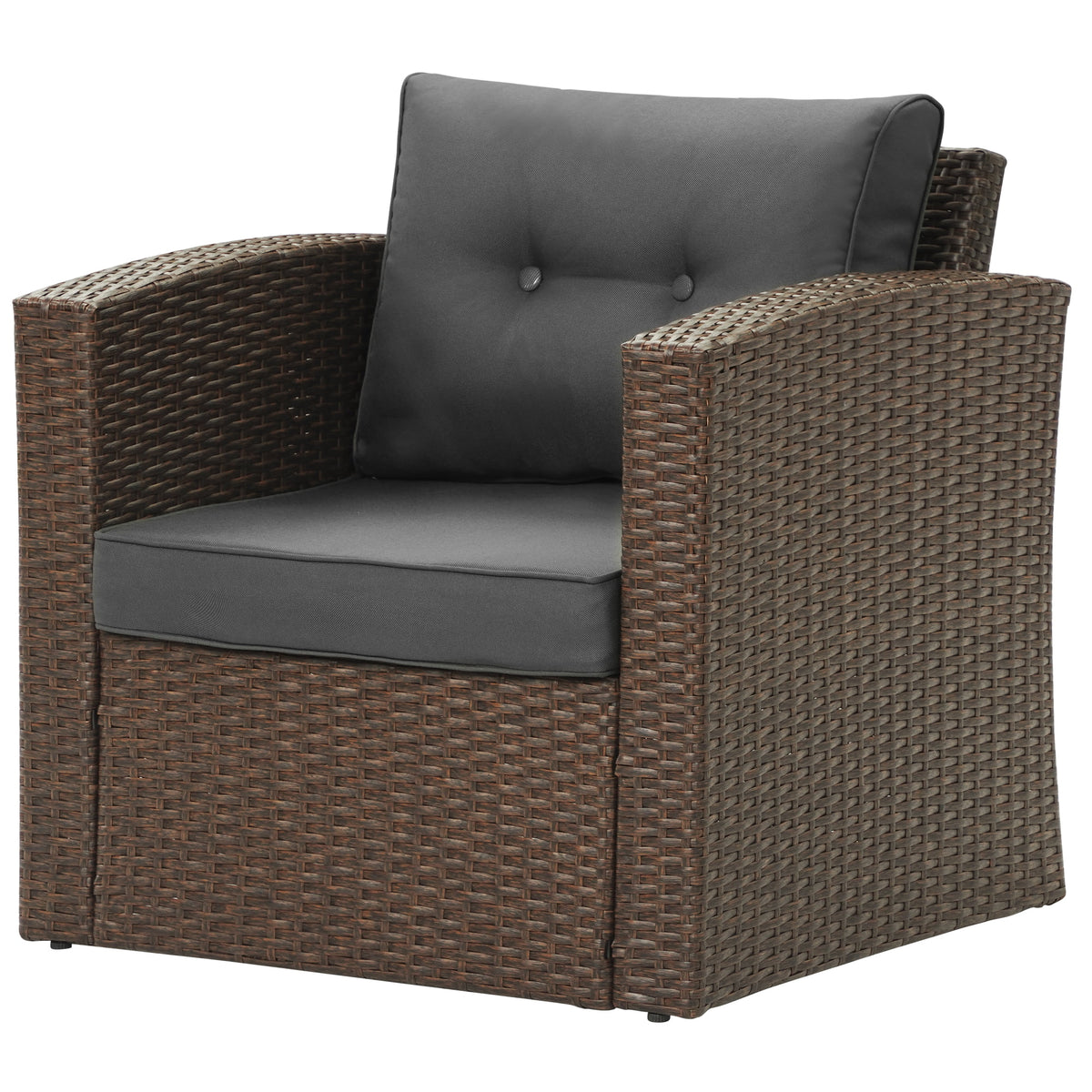Royalcaft 2 Piece Outdoor Patio Wicker Armchairs, All Weather Outside Rattan Chair Patio Furniture Set with Blue Cushions