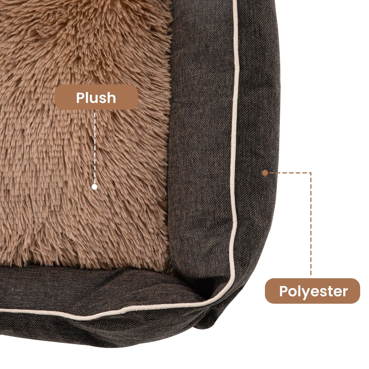 CozyHome Medium Dog Bed with Anti-Slip Bottom, Cat Bed with Removable Washable Cover, Plush Pet Bed for Dogs and Cats, Cute Dog Pillow Bed, Calming Cat Couch Bed for Indoor, Outdoor, Brown