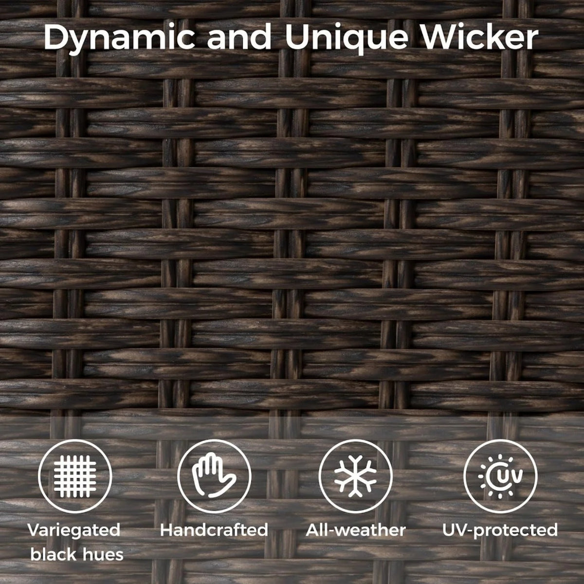 RoyalCraft Outdoor Patio Furniture Set, 6 Piece Outdoor Rattan Sofa Set, All Weather Wicker Conversation Set with Coffee Table, Ottomans for Porch Backyard Garden