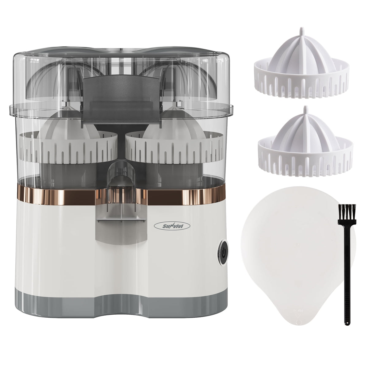 Royalcraft Dual-Head Electric Citrus Juicer, Plug-in Model Juicer Machine with Cleaning Brush, Portable Lemon Squeezer for Fresh Orange, Lemon, Lime, Kiwi, Grapefruit, Easy to Clean