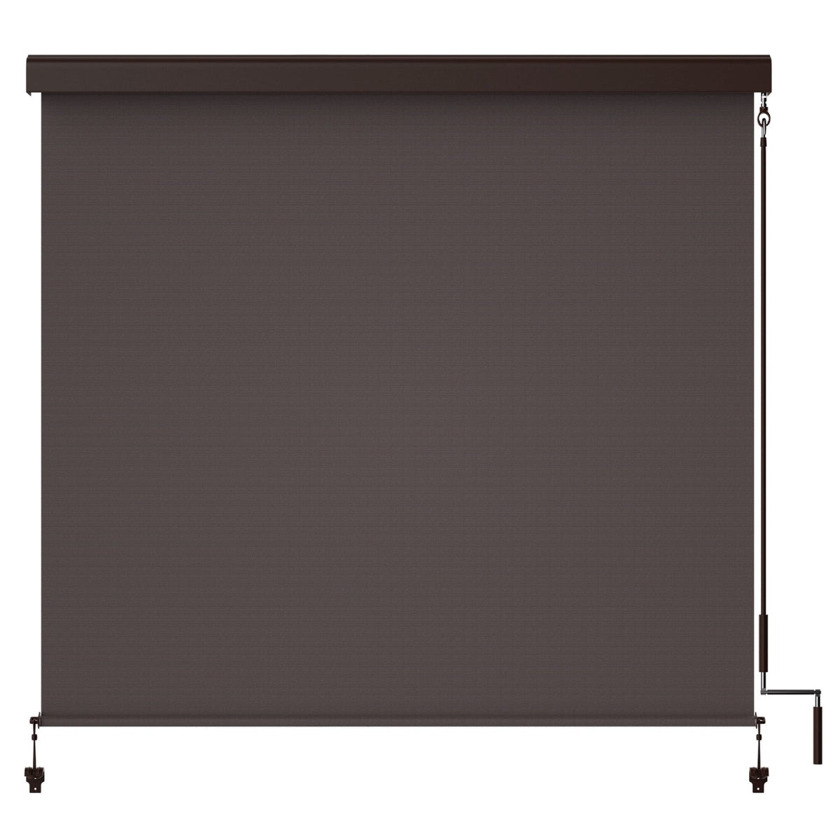 Royalcraft Outdoor Roller Shade 8'Wx8'H Brown 420GSM Cordless Patio Roller Blinds Shades with Pole, Waterproof Outdoor Blinds Roll Up for Gazebo Porch, Deck, Pergola