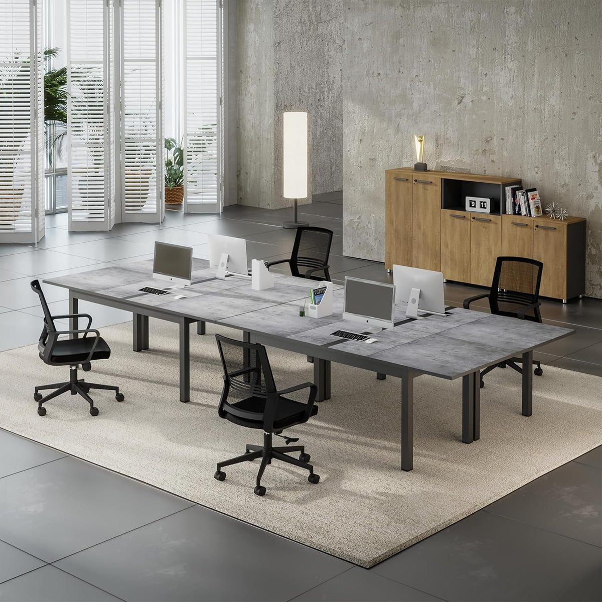 92” Dining Room Table for 4-10 People, Large Extendable Dining Table, Rectangular Aluminum Kitchen Table for Living Room, Office Area, Grey