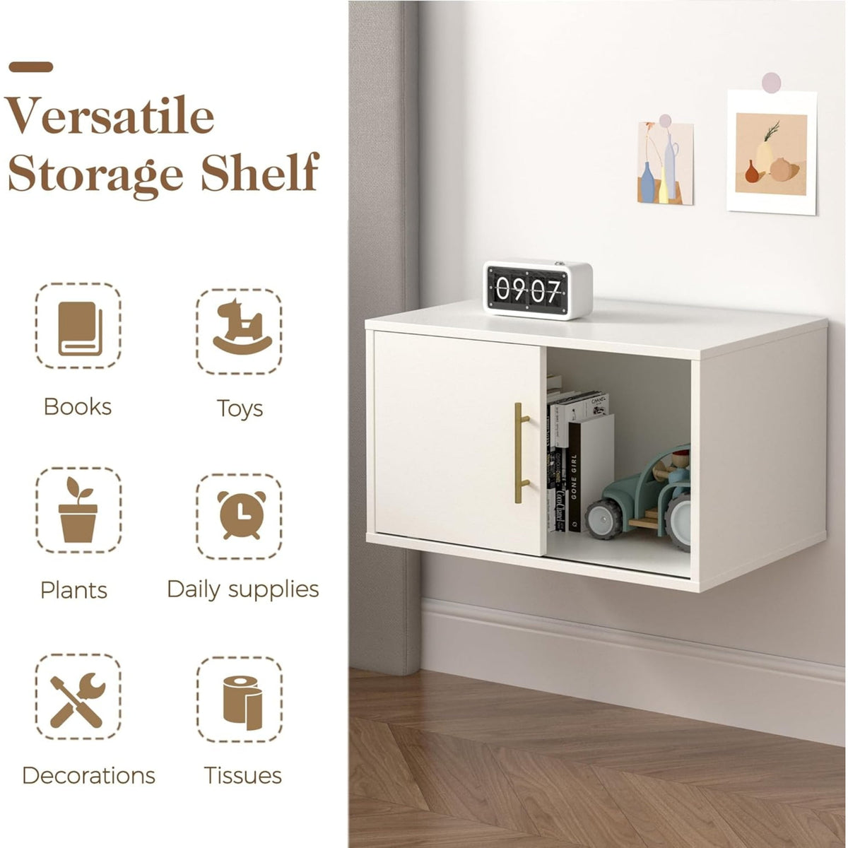 CozyHome Cube Storage Organizer with Sliding Door, White Stackable Bookshelf, Modular Cubby Storage System, Wooden Display Shelf for Small Space, Closet, Living Room, Bedroom, Apartment, Dorm