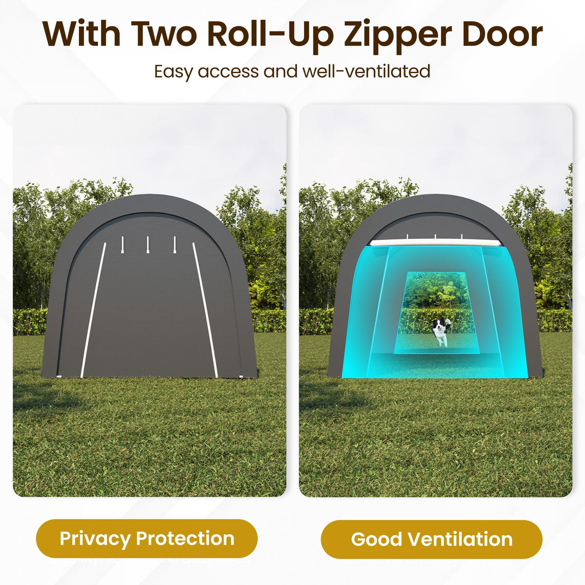 RoyalCraft Domed Carport, Portable Garage with 2 Roll up Doors, Heavy Duty Car Canopy Party Tent, All-Season Storage Shelter Shed Carport for Motorcycle, Boat, Truck, or Garden Tools, 10' x 20'