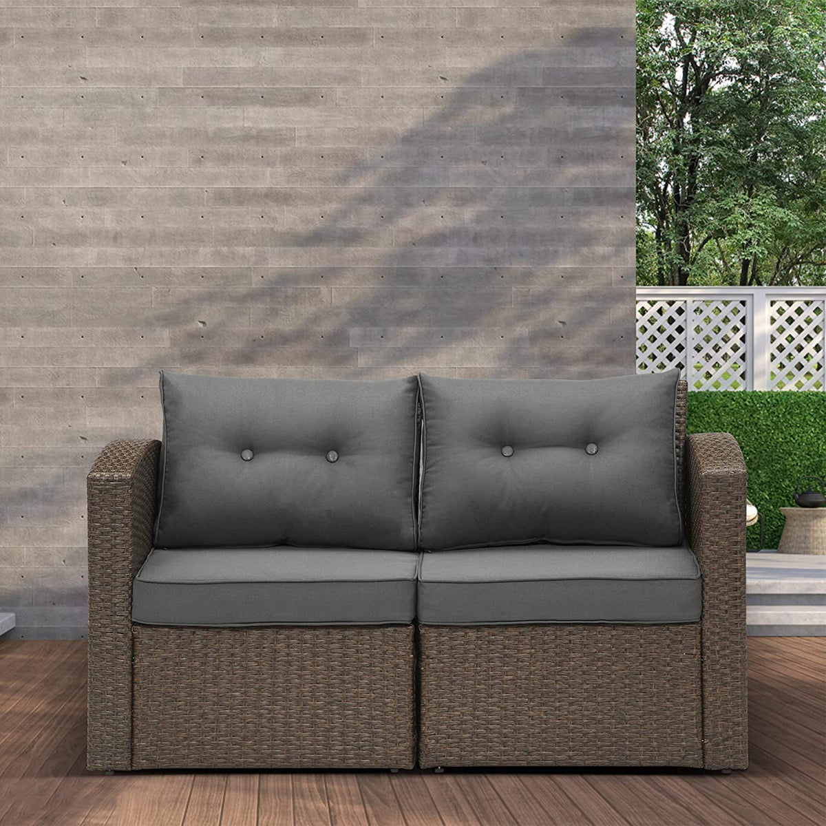 RoyalcraftPatio Wicker Loveseat 2-Seater Sofa, Rattan Wicker Sofa for 2 Persons with Cushions for Garden, Beach, Balcony and Poolside, Aluminum Frame