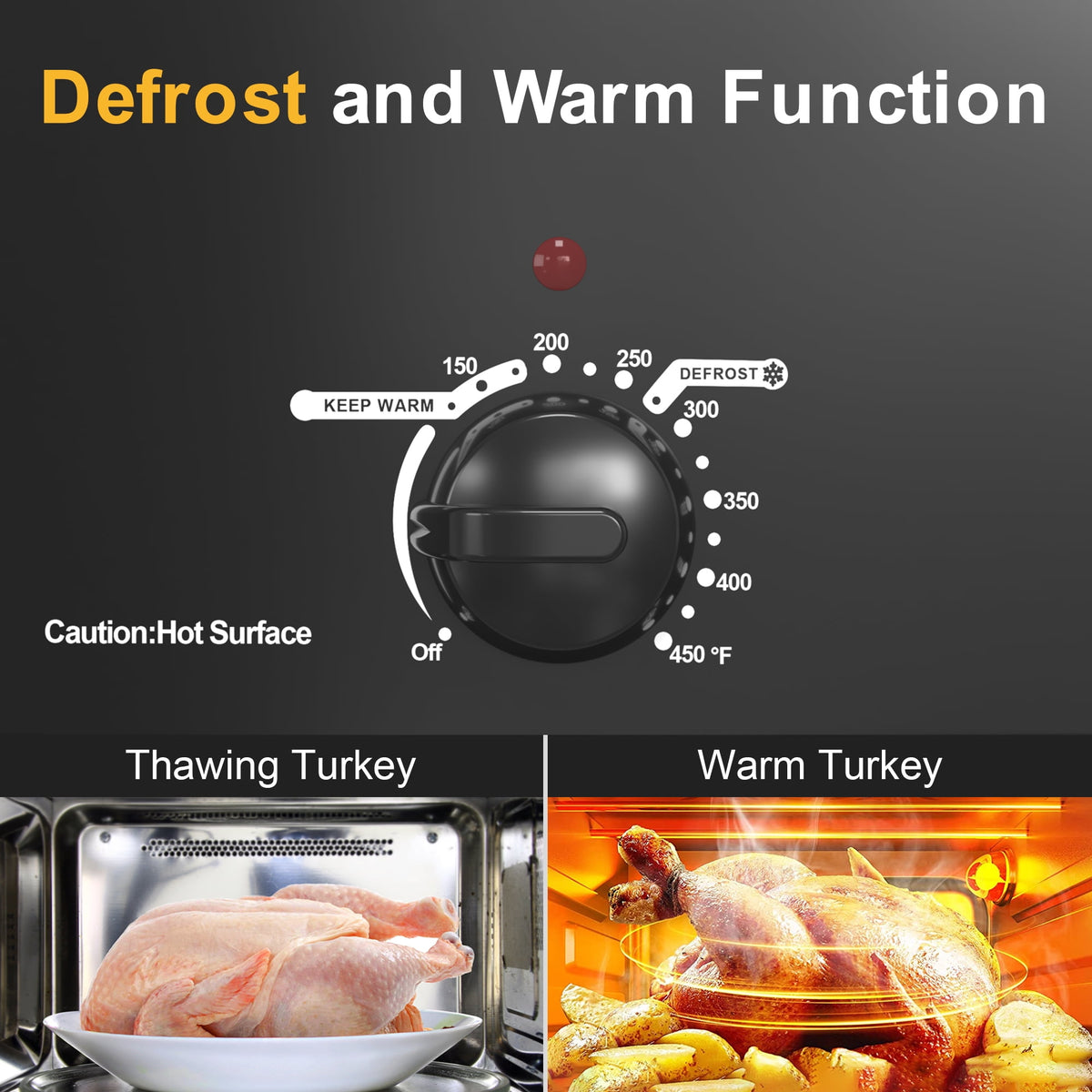 RoyalCraft 26 Quart Electric Turkey Roaster Oven with Visible Glass Lid, with Removable Pan & Rack, Stainless Steel, White