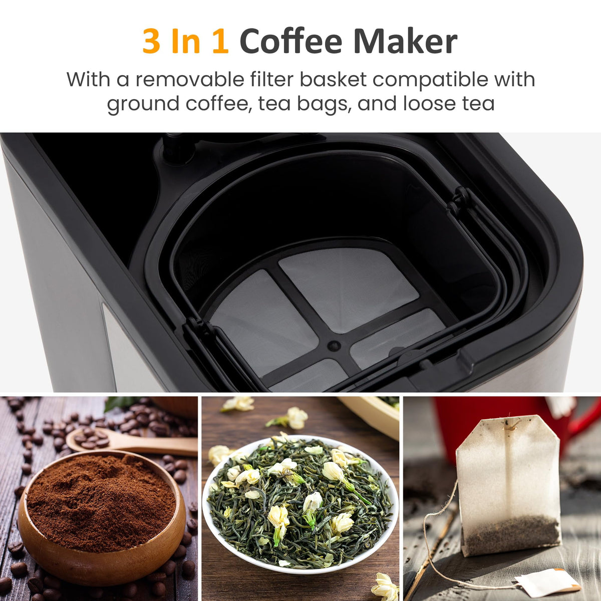 Royalcraft Iced Tea Maker with 2.5-Quart Pitcher, Iced Coffee Brewing Maker for Ground Coffee, Tea Bags, Loose Leaf Tea, 7 Cups Coffee Machines for Home, Strength Control for Flavor, Black